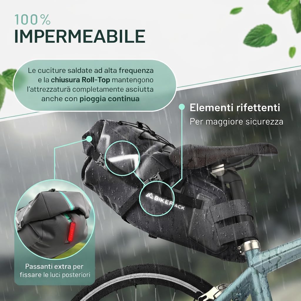 BIKEPACK Borse da sella per bicicletta – Borsa da gravelbike – 15 l – Accessori per bicicletta