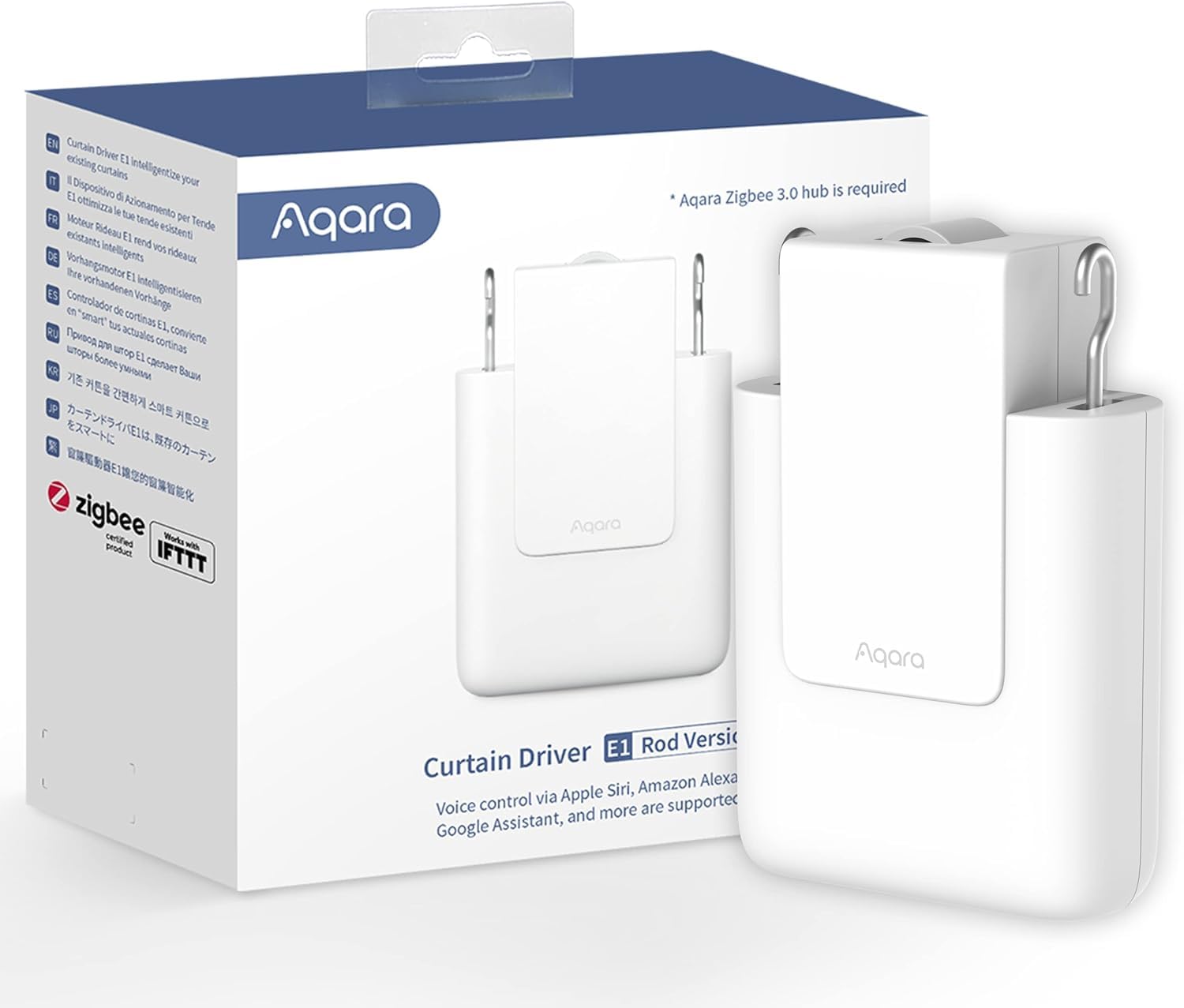 Aqara Smarter Gardinenmotor E1, Stangen-Version | Elektrischer Smart-Vorhangmotor für Fernsteuerung, Erfordert Zigbee 3.0 Hub, Unterstützt HomeKit, Alexa, Google, SmartThings