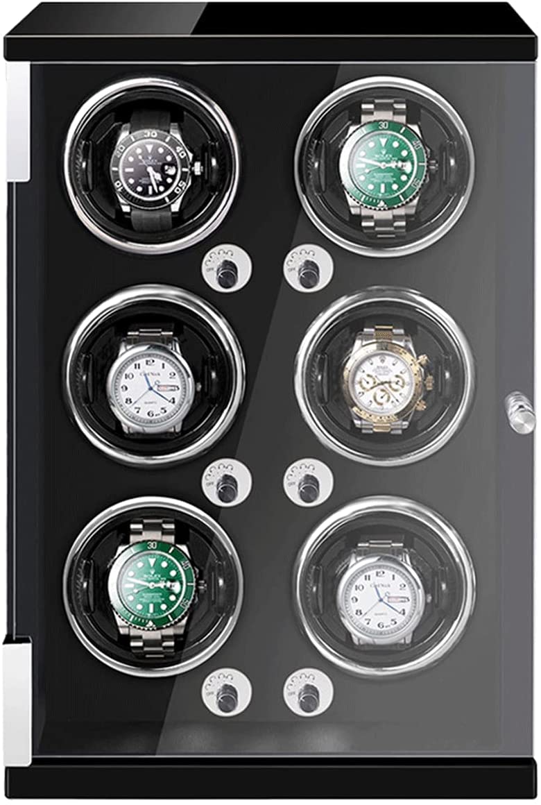YNIYUJKL 6 Watch Winder With Led Backlight, Microfiber Leather Acrylic Sheet Automatic Watch Winder With Quiet Japanese Motor Accessories,6