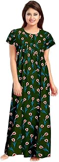 Women's 100% Cotton Printed Ankle Length Printed Maxi Night Gown Nighty Soft Fabric Nightgown,Sleepwear comfortable,Mult, Multicolor, One Size