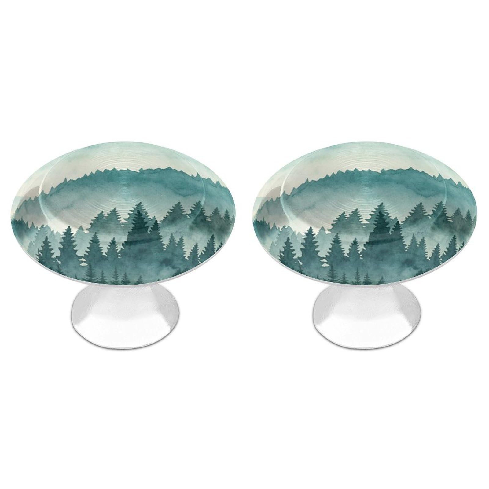 Btcowzrv Style Green Mountain Landscape 2 Pack Cabinet Knobs Drawer Pulls
