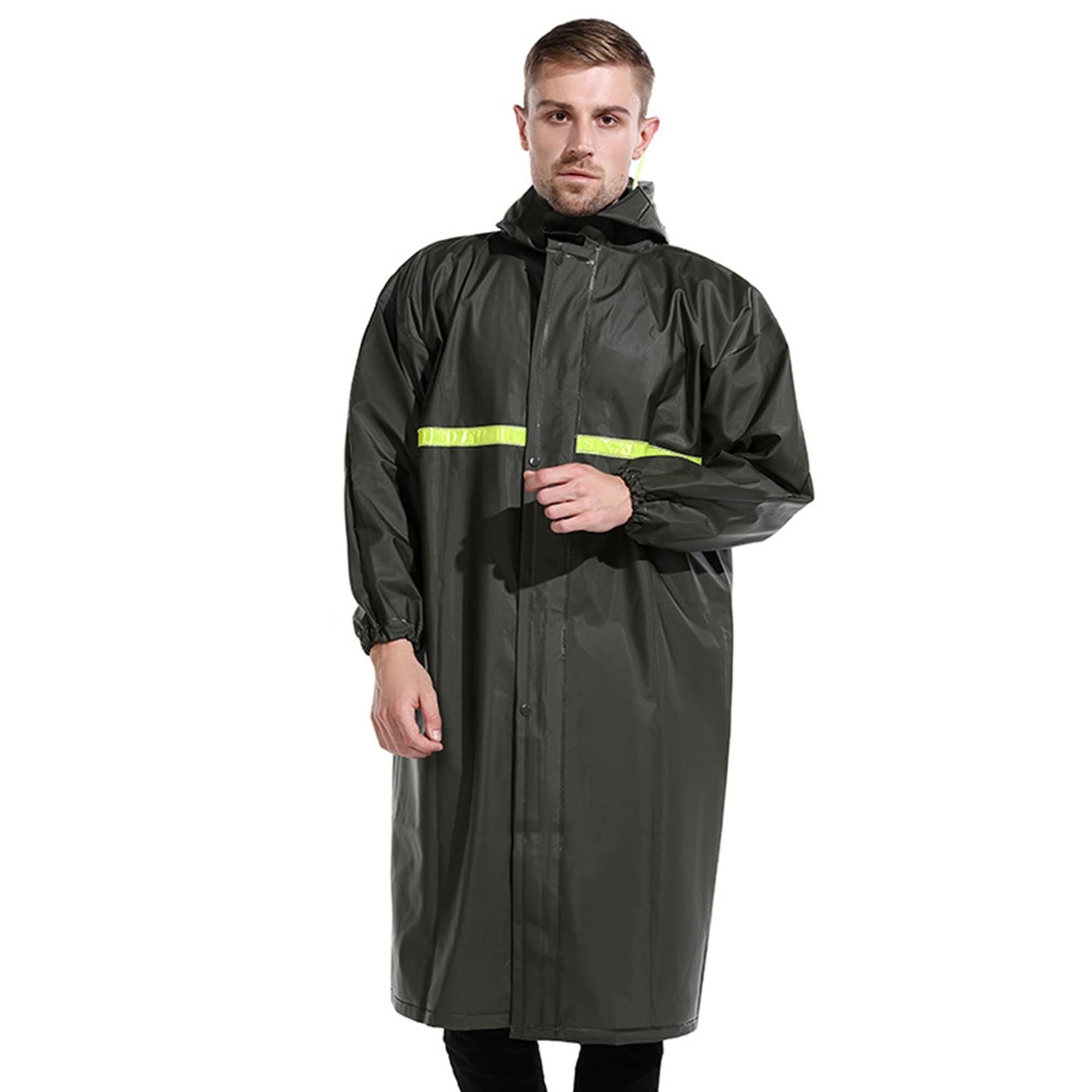 Poncho de Pluie à Capuche Aldult Cape de Pluie Imperméable Durable Rain Poncho avec Bandes Réfléchissantes pour Cyclisme Camping Randonnée Pêche (Color : Noir, Size : 4XL)