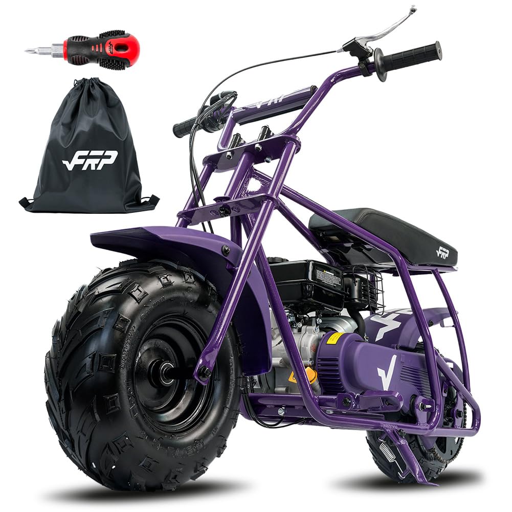 FRP Mini Dirt Bike GMB100 Basic, New 99CC Gas Powered Mini Bike 4-Stroke 3HP, Off-Road for Kids/Adult, Trail Up to 28 Mph, Weight Support Up to 220 LBS,Purple