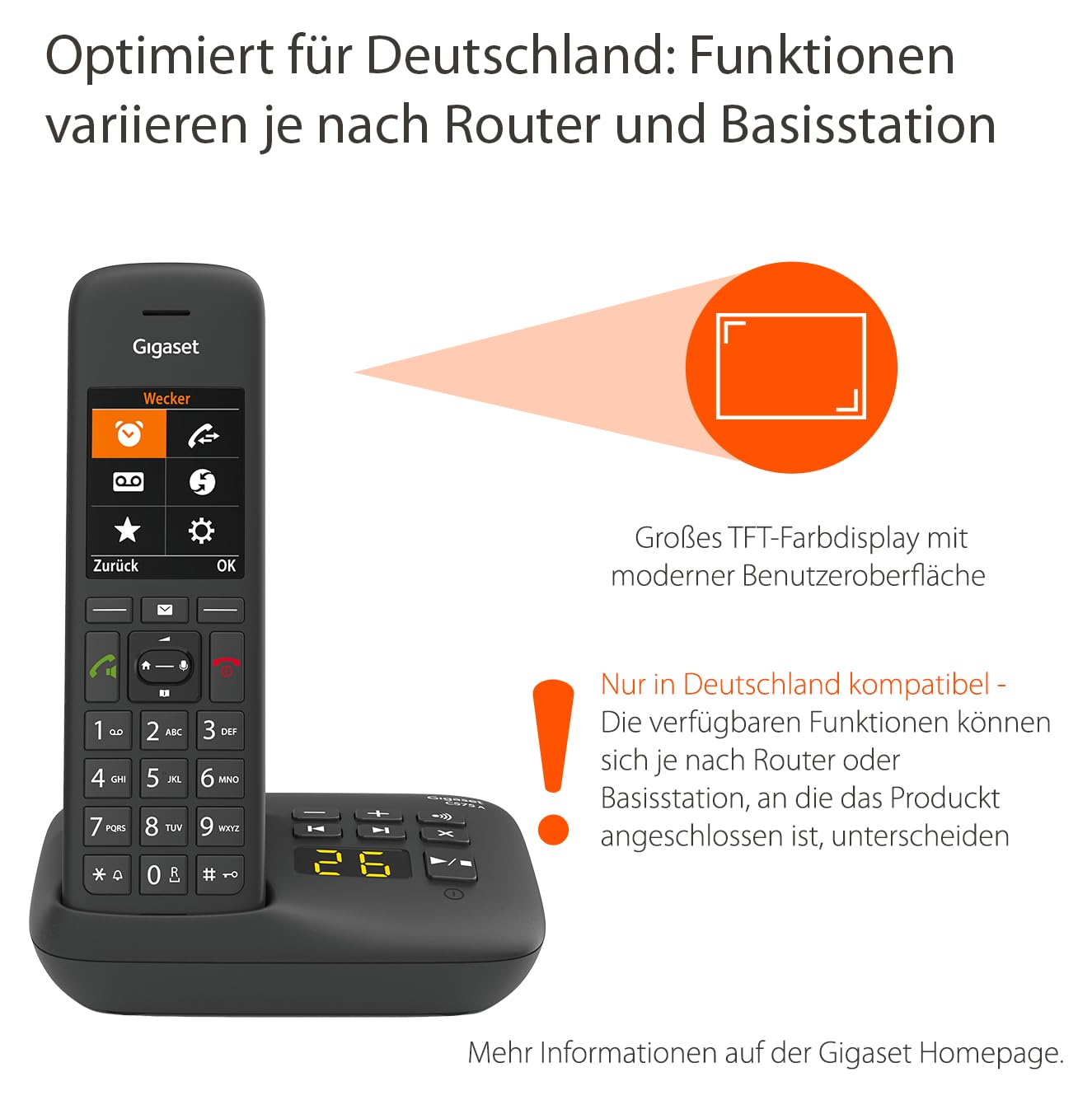Gigaset C575A Duo Schnurlose DECT-Telefone mit Anrufbeantworter großes Farbdisplay schwarz Deutsche Version
