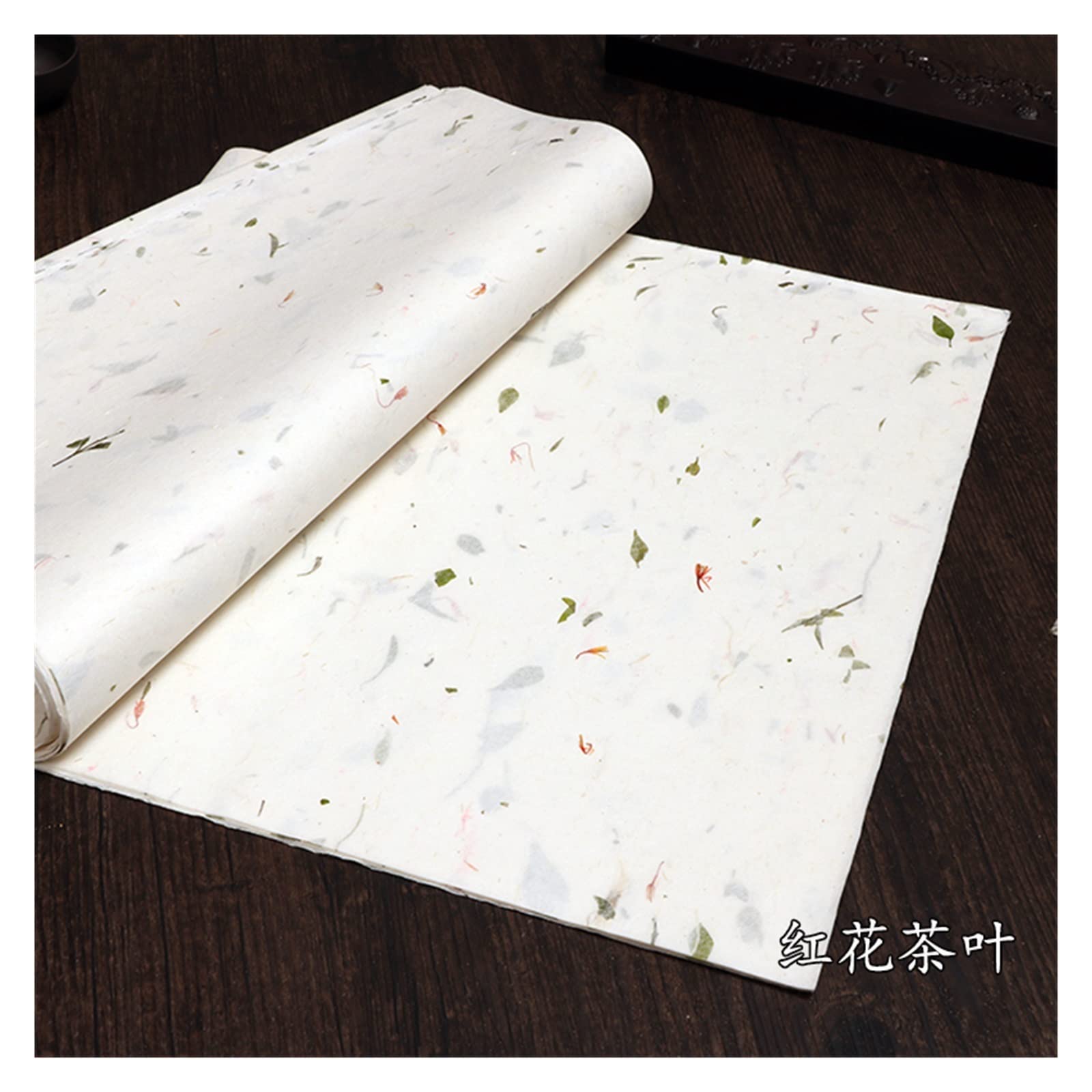Półdojrzały papier ryżowy Ręcznie robione kwiaty Rośliny Długie włókno Papier Xuan Pędzel do kaligrafii Pisanie Malowanie Papierowe artykuły papiernicze lingli(C,48 x 180cm)
