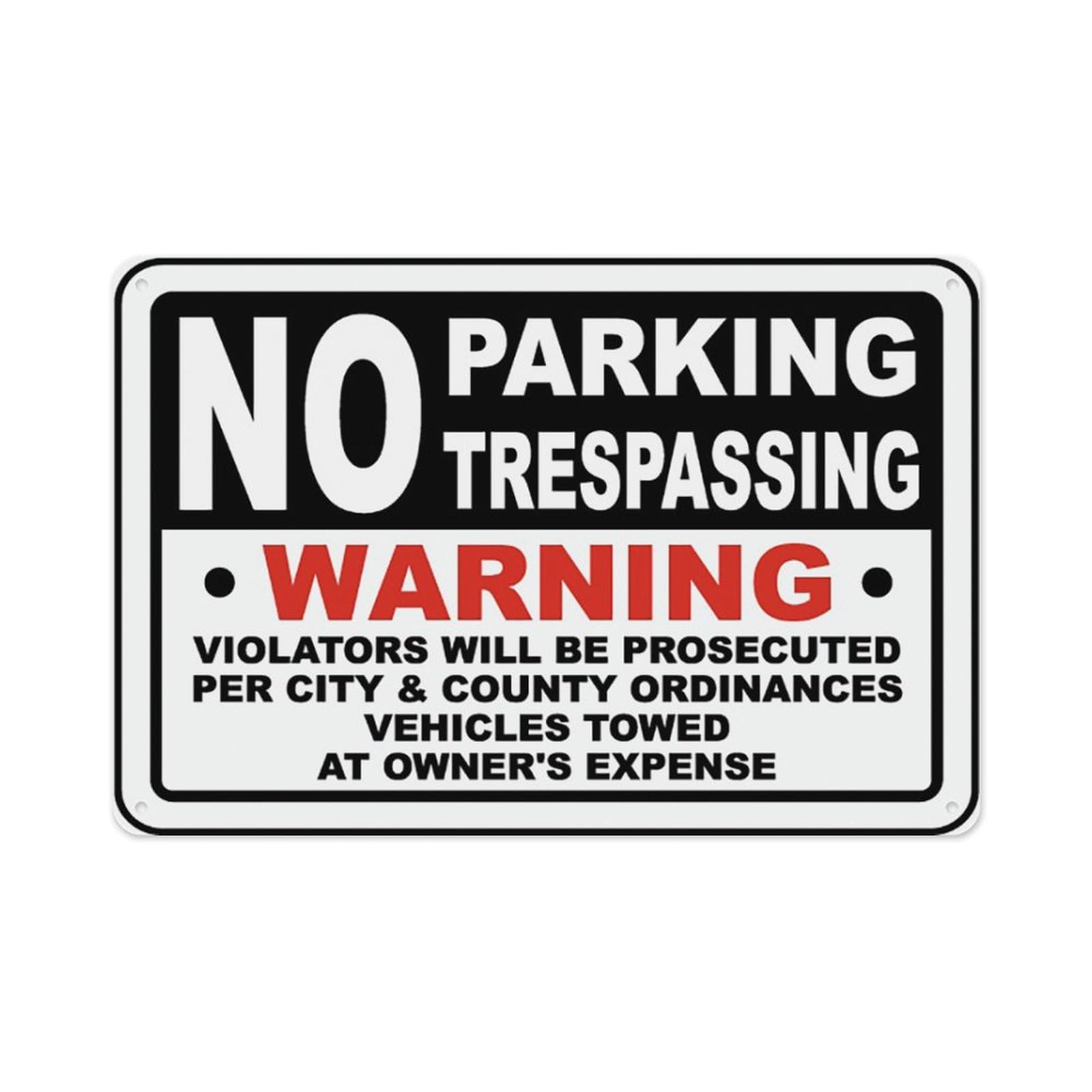 peiyeety No Parking No Trespassing Sign Aluminum Tin Warning Signs For Home Outdoor Garden 12X16 Inches