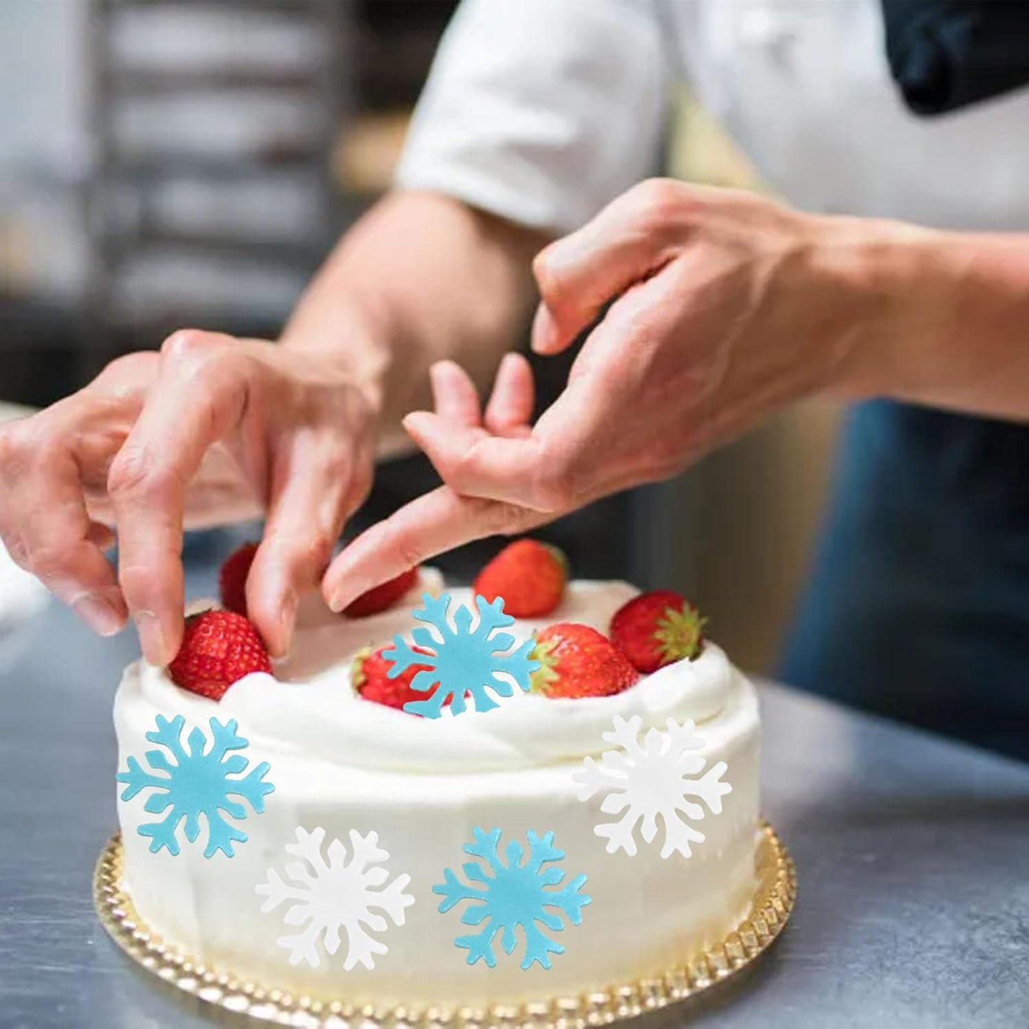 24 Toppers Cupcake Flocon De Neige Scintillants - Décoration Gâteau Hiver, Mariage, Noël - 8