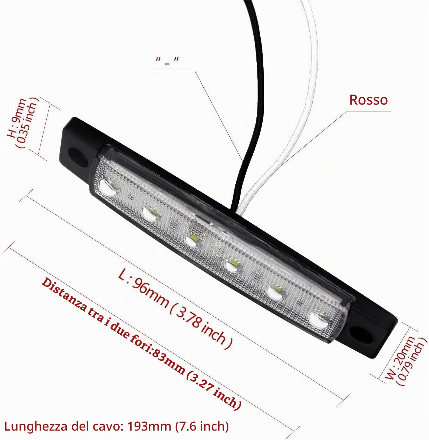 6 Pezzi bianco LED Indicatori Laterali Luci,12V/24V Luci di posizione laterali indicatori, LED Laterali/Anteriore/Posteriore Indicatori per camion, ecc