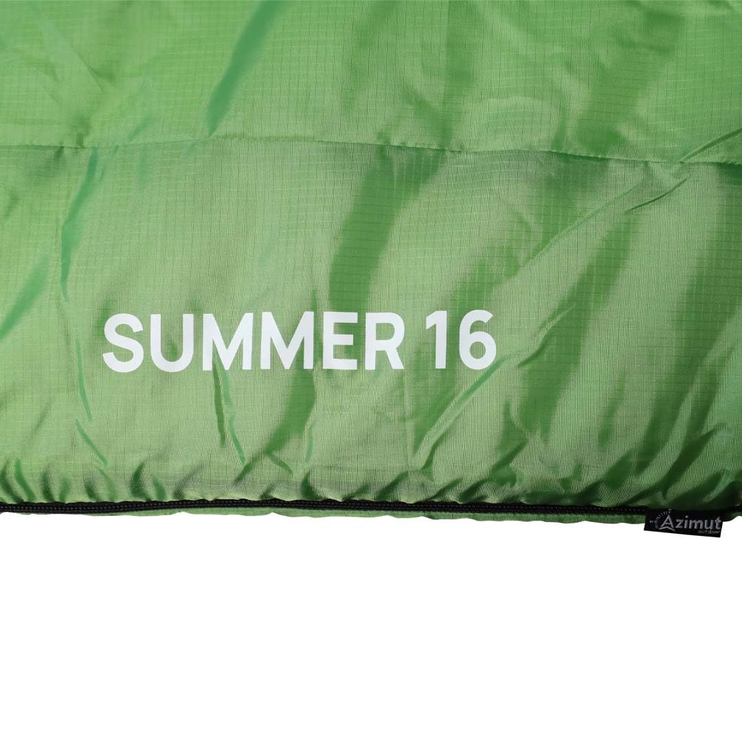 Azimut - Sacco a pelo per adulti, estivo 16, con zip sinistra, temperatura di comfort, 16 °C, escursionismo, campeggio, Bivouac, 100% poliestere