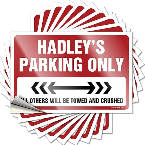 Calcomanía divertida para parachoques de Hadley'S Parking Only 10 unidades, calcomanías para ventana de automóvil, decoración para hombres (tamaño