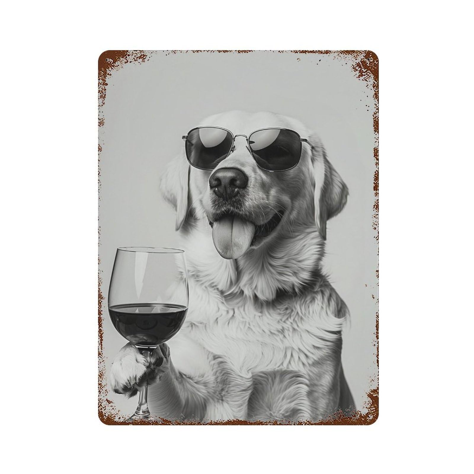 xiaoxiaoshen Labrador Red Wine Wall Art_ Wall Decor Art Metal Tin Poster Modern Home Decor Art Home Bar Shop Decorations Vintage Sign 40x30cm