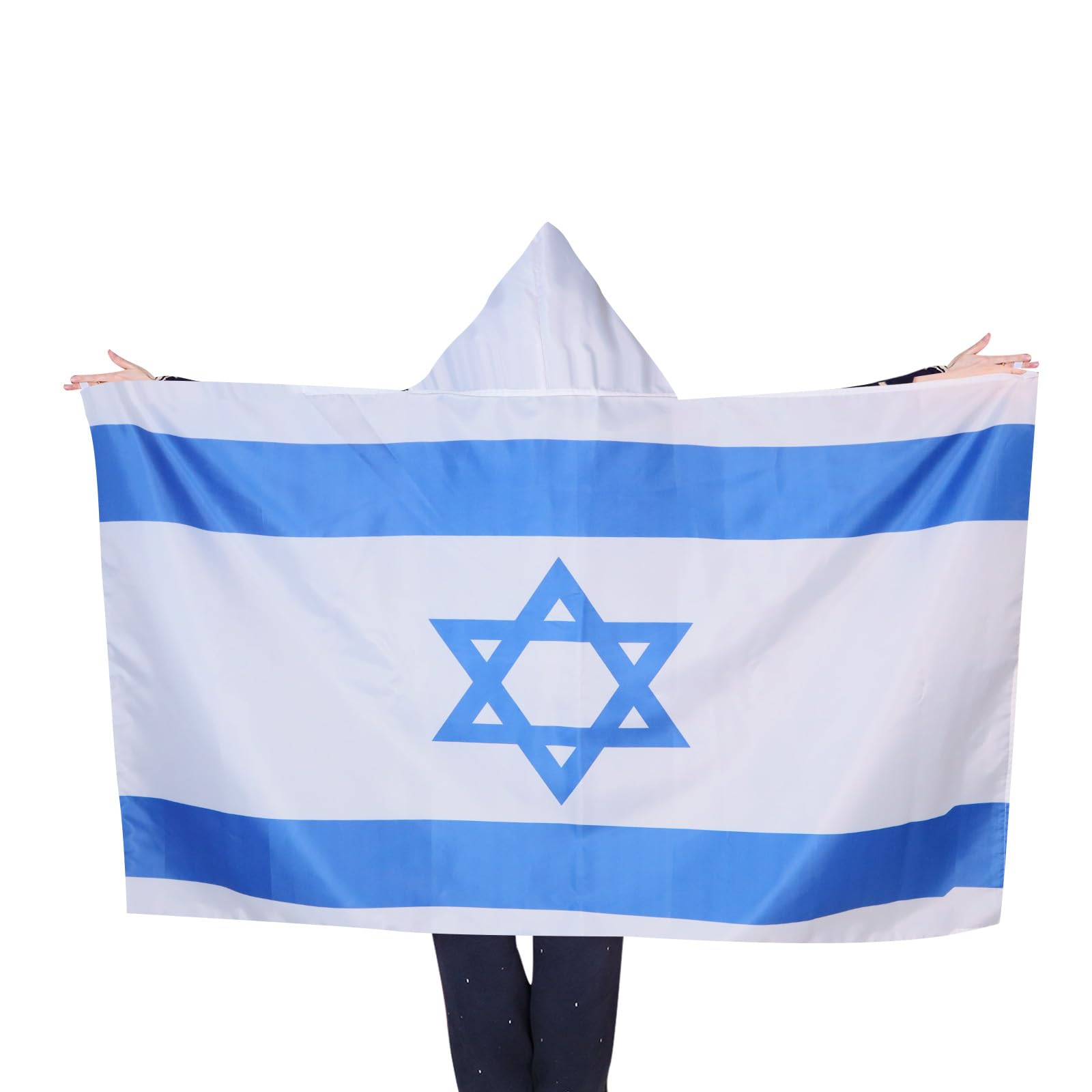 AZ FLAG Drapeau Israël 150x90 cm - Cape Drapeau Israélien 100% Polyester Avec Manches Intégrées - Body Flag 80g