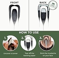 Vista 4 de Mustaches Bigote y barba falsos autoadhesivos, novedad, shaolin falso pelo facial, accesorio de disfraz para adultos, color sal y pimienta