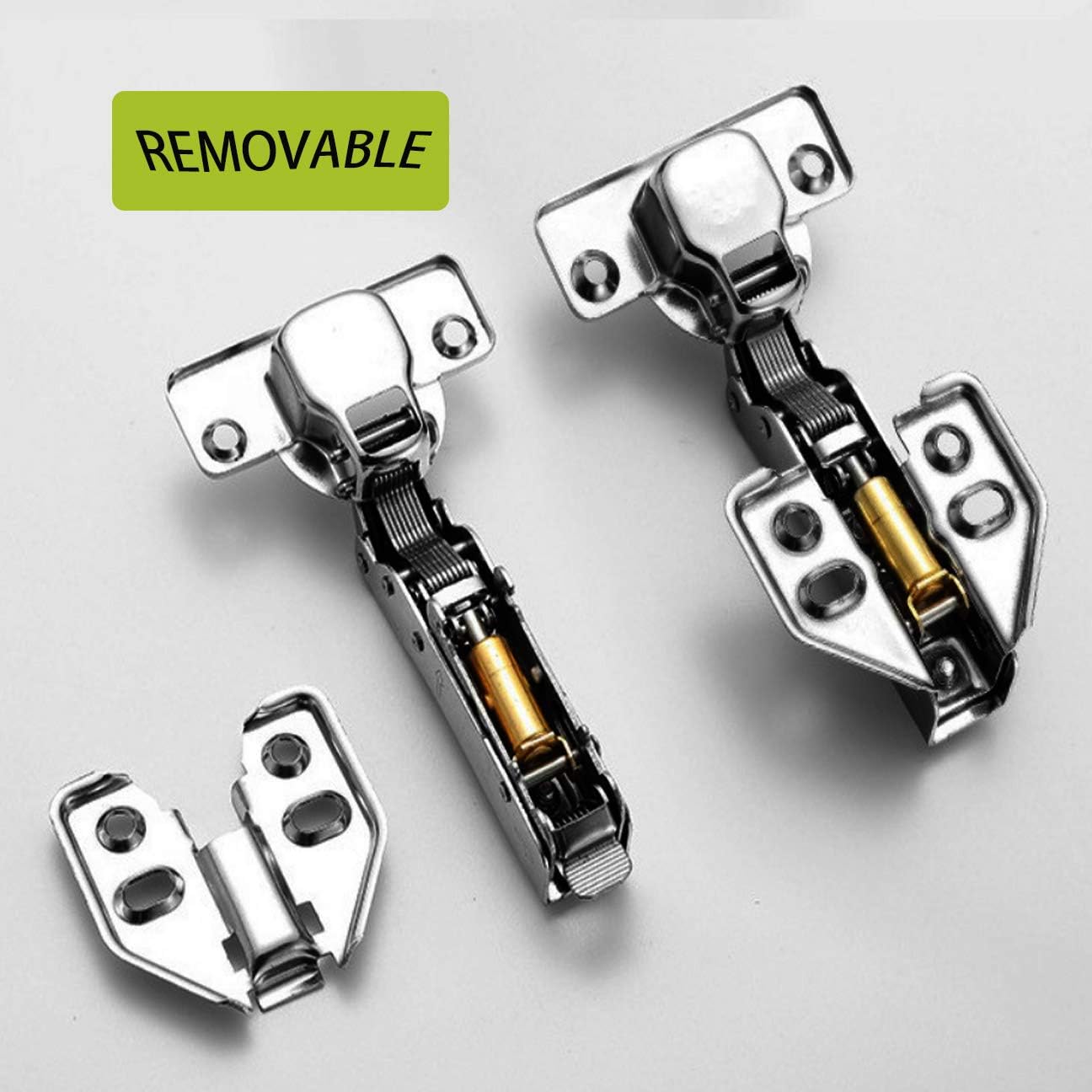 VICTAC Stainless Steel 304 Grade Anti Rust Full Overlay '0' Crank Hydraulic Soft Close Auto Hinges for Cabinets/Cupboards (Pack of 1 Pair / 2 Pcs) 4 Hole Mounting Plate (Pack of 1 Set / 2 Pcs) — Amazon image 4