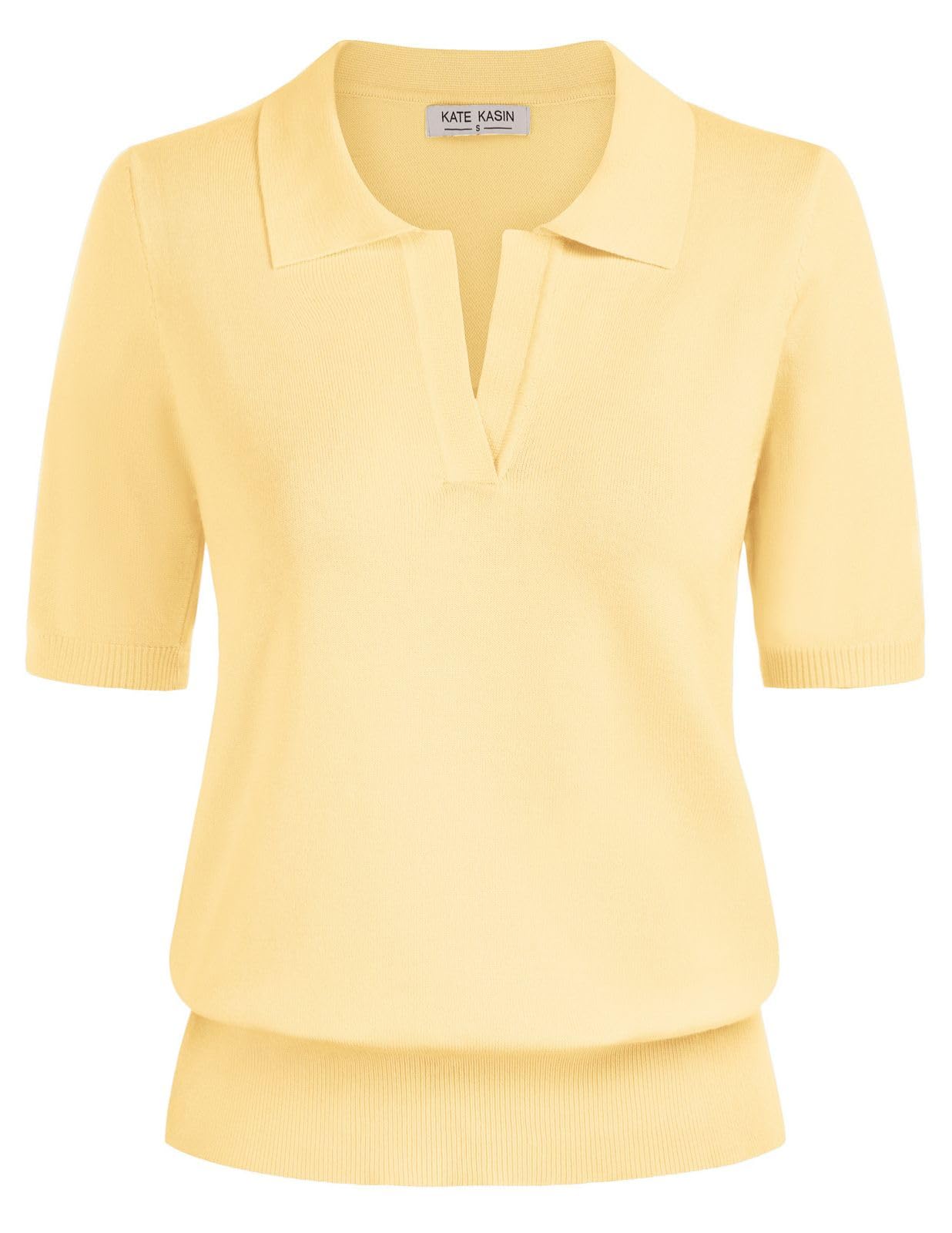 50% Off Kate Kasin Women Short Sleeve Polo Sweater