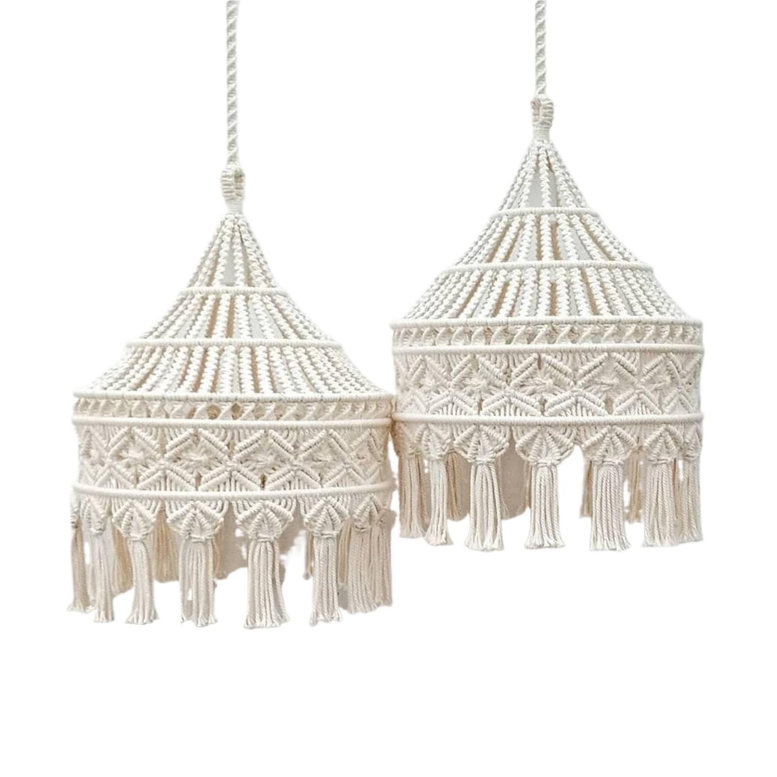 BFLCWSTD Macrame Wall Hanging 1pc Handmade Macrame Lampshade Hanging Tapestry Room Decoration Woven Cotton Rope Diameter 40CM LampShade