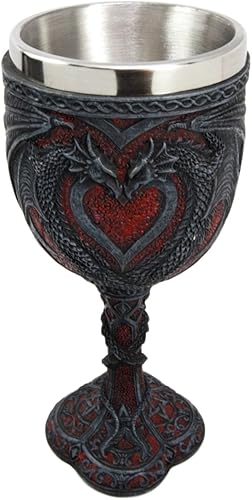 Ebros - Vaso de vino de sangre con diseño de dragón de doble dragón celta, 7 pulgadas de alto, medieval, renacentista, con temática de mazmorras y