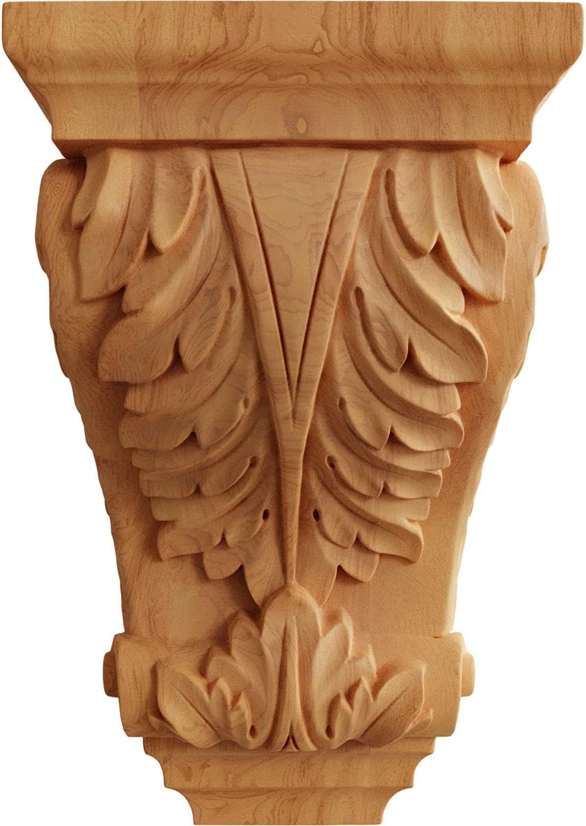 Tесh Dеаlѕ 🔥 Ekena Millwork CORW08X06X14ACRO-CASE-2 Large Wide Acanthus Wood Corbels, 8 1/2W x 6 1/2D x 14H, Red Oak