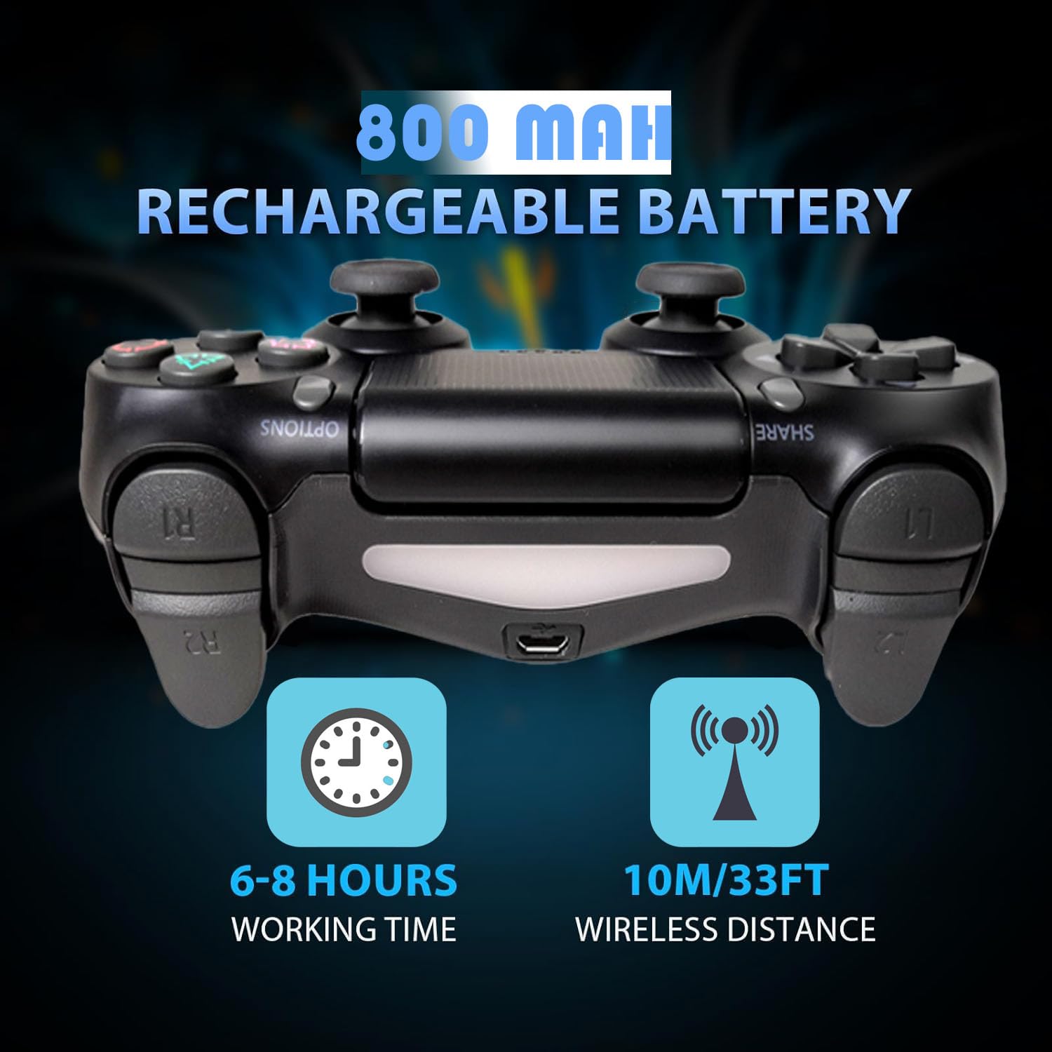 Mark- ETANA ENATA Professional wireless game controller with back button, boost vibration for PS4/PS4 Slim/PS4 Pro compatible with PC, Steam, Android and iOS, MAC