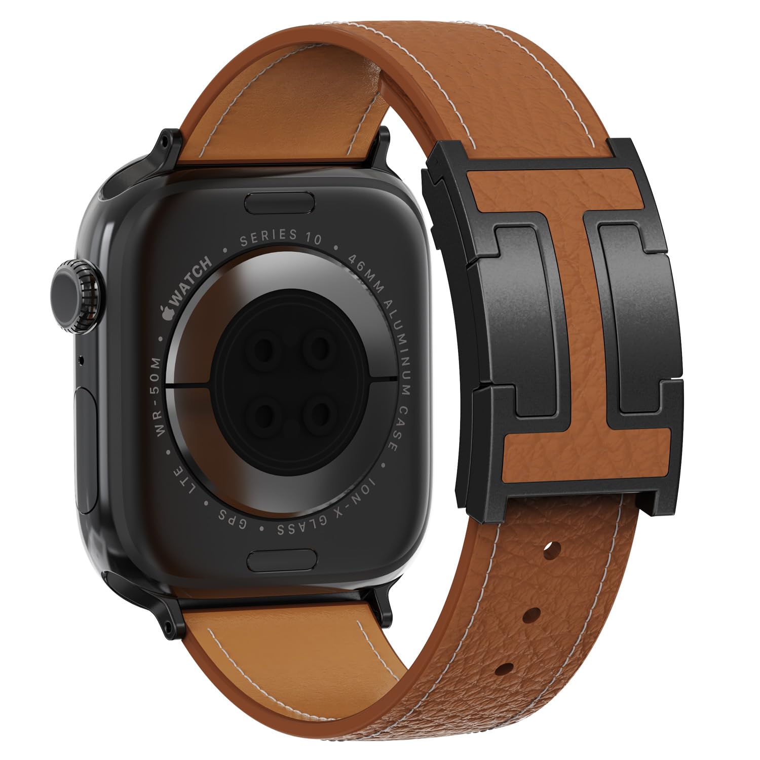 Magnetic Leather Watch Band Compatible with Apple Watch Ultra, Ultra 2, SE, and Series 1-10, Stylish Replacement Strap for Men & Women (49mm-38mm)