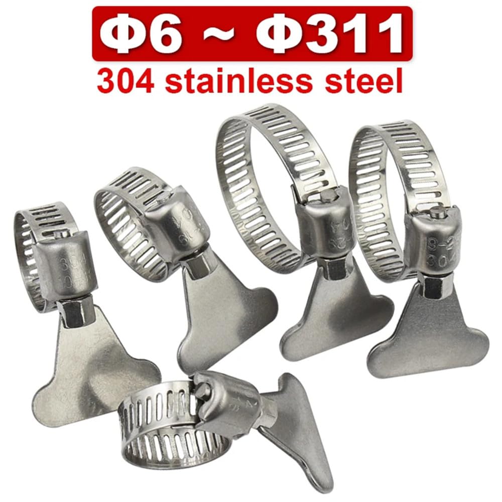 Morsetto per tubo dell'acqua in acciaio inossidabile 304 Morsetto per trachea Morsetto di bloccaggio fisso con maniglia Cerchio per gola Cerchio per tubo a torsione manuale Tubo per olio, 155,178 mm (