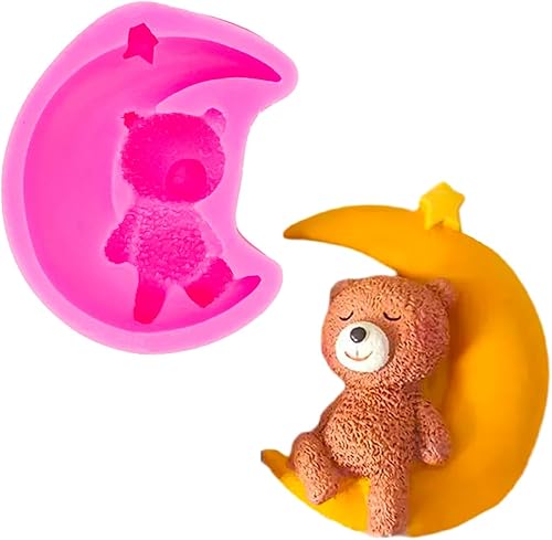 Molde de silicona 3D de oso dormido y estrella de luna para bricolaje, pasta de chicle de caramelo, decoración de pasteles, fondant, gelatina, shots disponible en Yaxa Venezuela