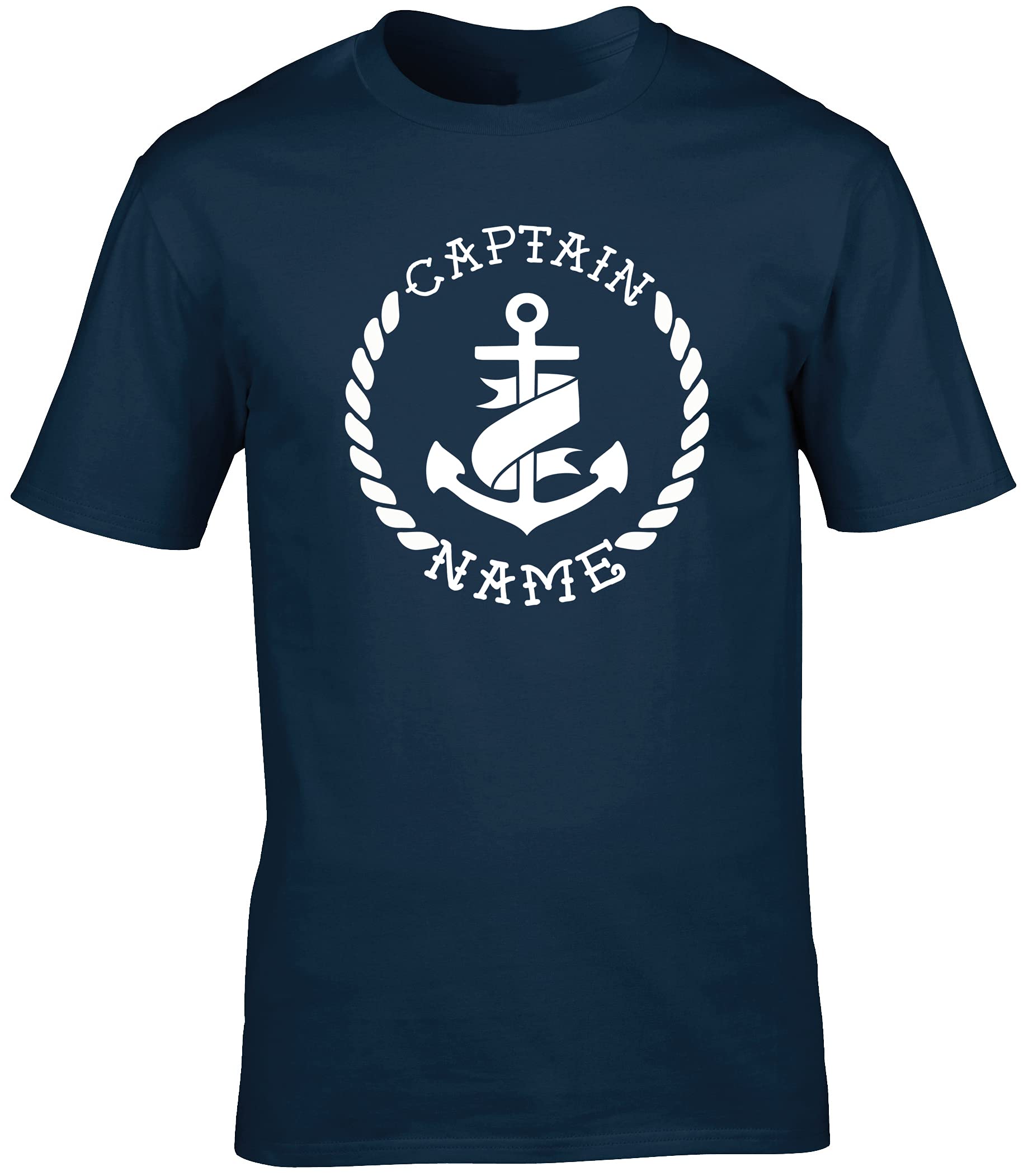 HippowarehousePersonalised Name Captain Anchor Unisex Short Sleeve t-Shirt (Specific Size Guide in Description)