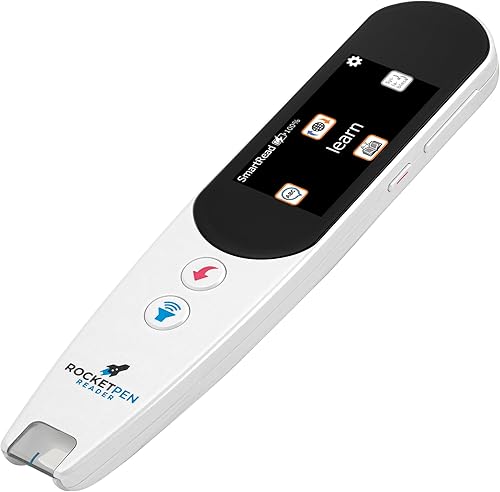 Tutor de lectura con bolígrafo cohete + estuche. Utiliza sus seis ayudas de aprendizaje para hacer que la lectura sea tu nuevo superpoder. Escáner