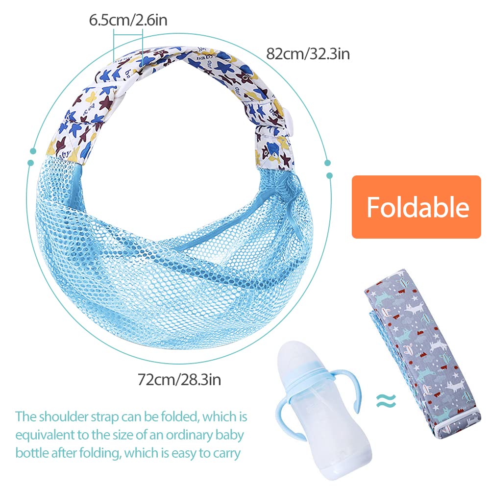Fascia per neonati traspirante, regolabile, ad asciugatura rapida, tessuto a rete 3D, spallacci spessi, elastica per estate, piscina, spiaggia, trasporto neonati (blu)