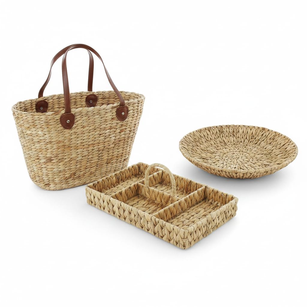 FRANK FLECHTWAREN Shopper, Einkaufstasche Naturoptik, 50 x 22 x 30 cm, GH 48 cm