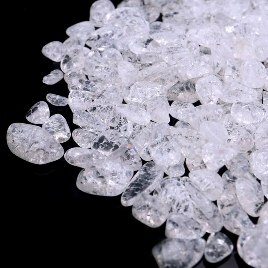 Amazon.co.jp: 爆裂水晶 さざれ 中粒 100g ホワイト 白色 クラック水晶