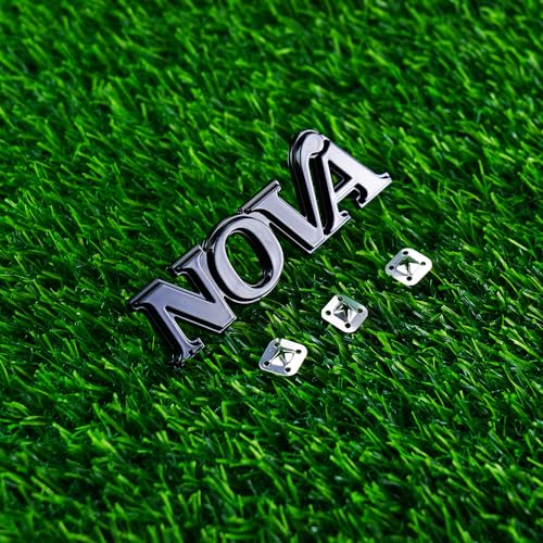Image of 1Pc 1975-1979 Nova Front Fender Emblem 3D Badge Nameplate with mounting Studs 358756 Replacement for Nova (Gloss Black)