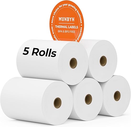 Miniatura 28 de MUNBYN Papel térmico de recibo de 2 1/4 pulgadas x 50 pies (5 rollos), papel de recibo sin BPA de 2.283 in, se adapta a todas las mini impresoras