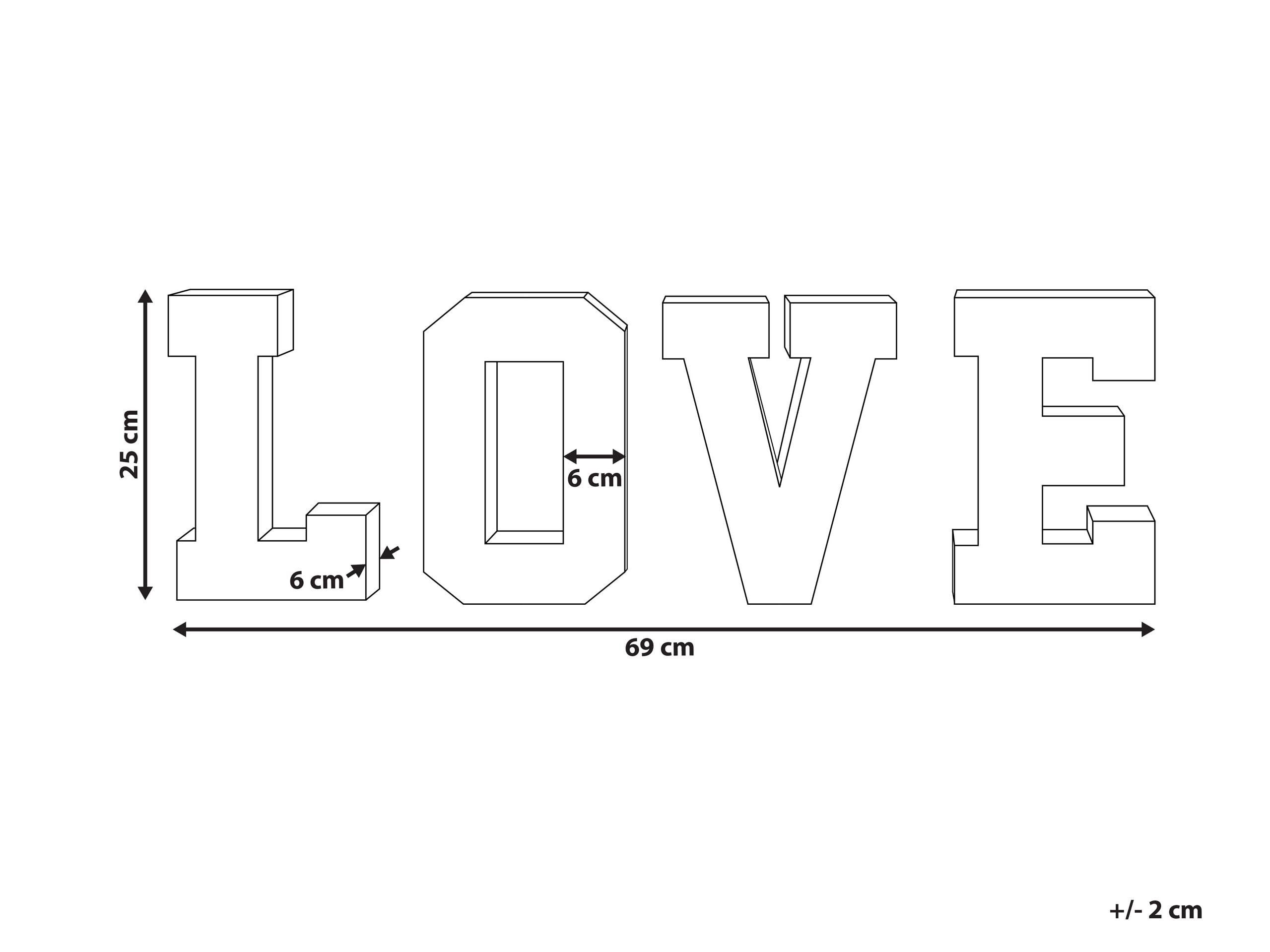 4-teiliges Cleveres LED-Dekor Leuchtbuchstaben Love USB mehrfarbig Proycon