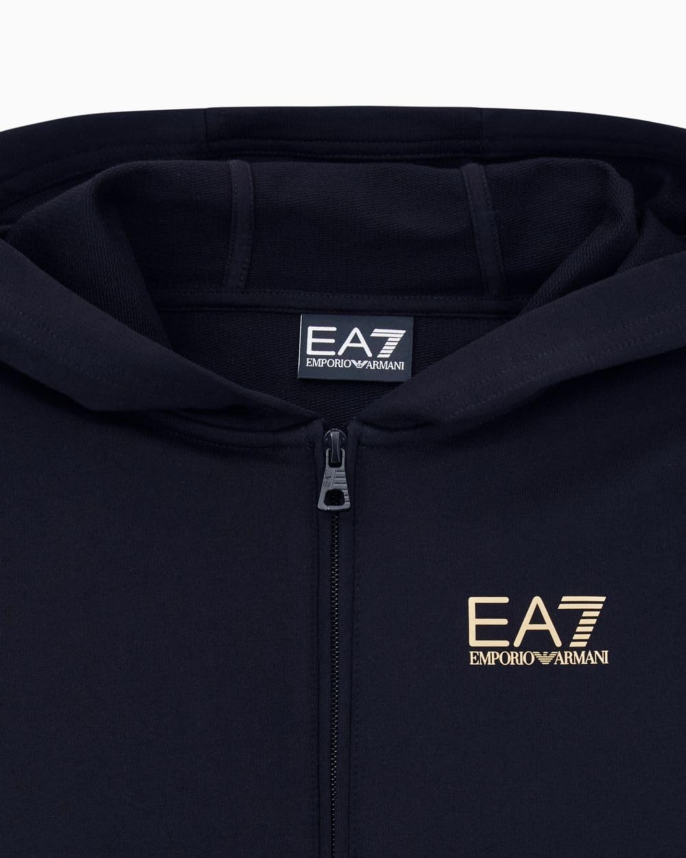 EA7 Emporio Armani Tuta Bambino in Cotone con Zip e Logo sulla Schiena 7B000031AF10380 8059797185348-10A 10A Nero Oro
