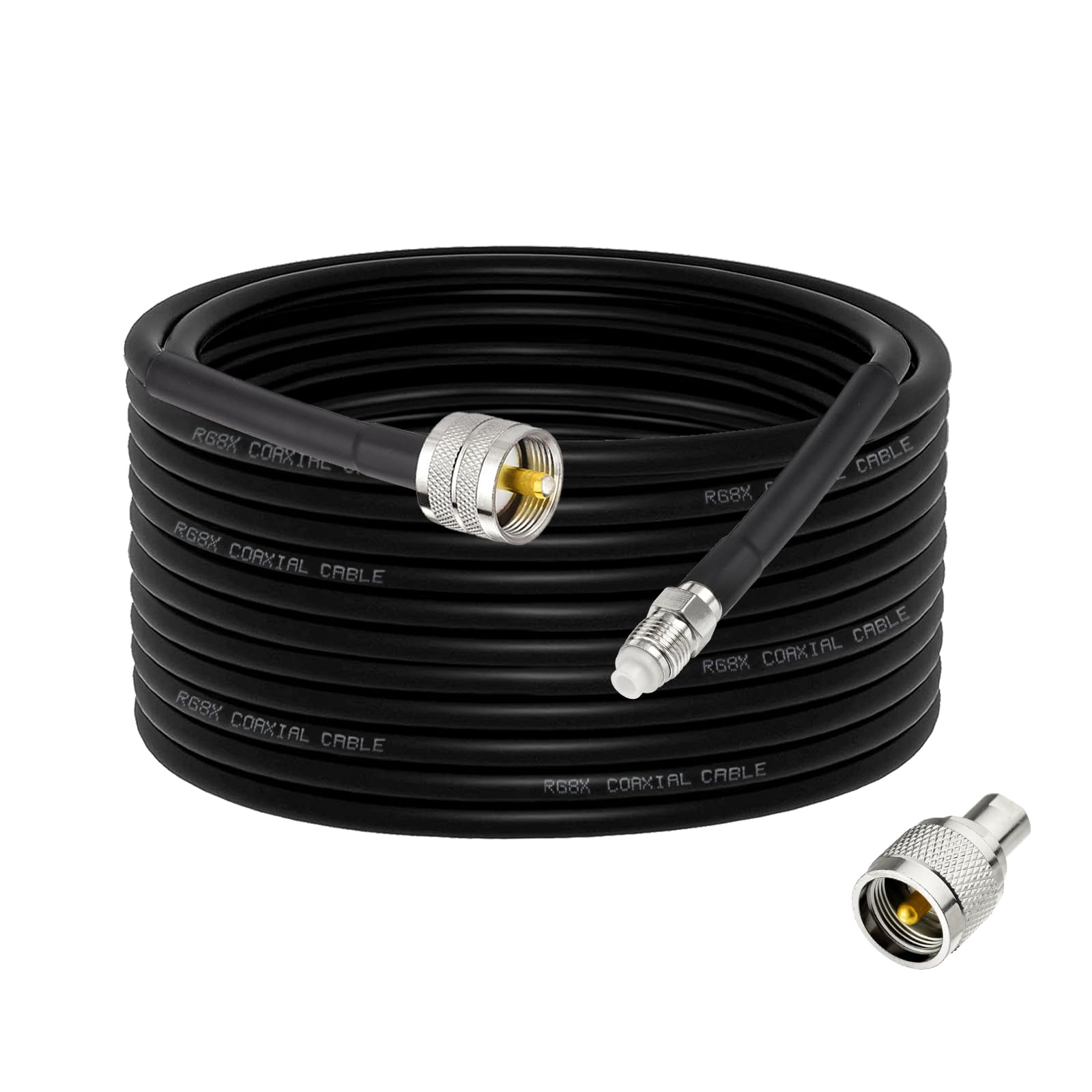 Superbat Câble coaxial CB Jumper RG8x de 7,6 m, câble coaxial RG8X avec connecteur mâle PL-259 et FME/PL259, câble coaxial radio CB à faible perte
