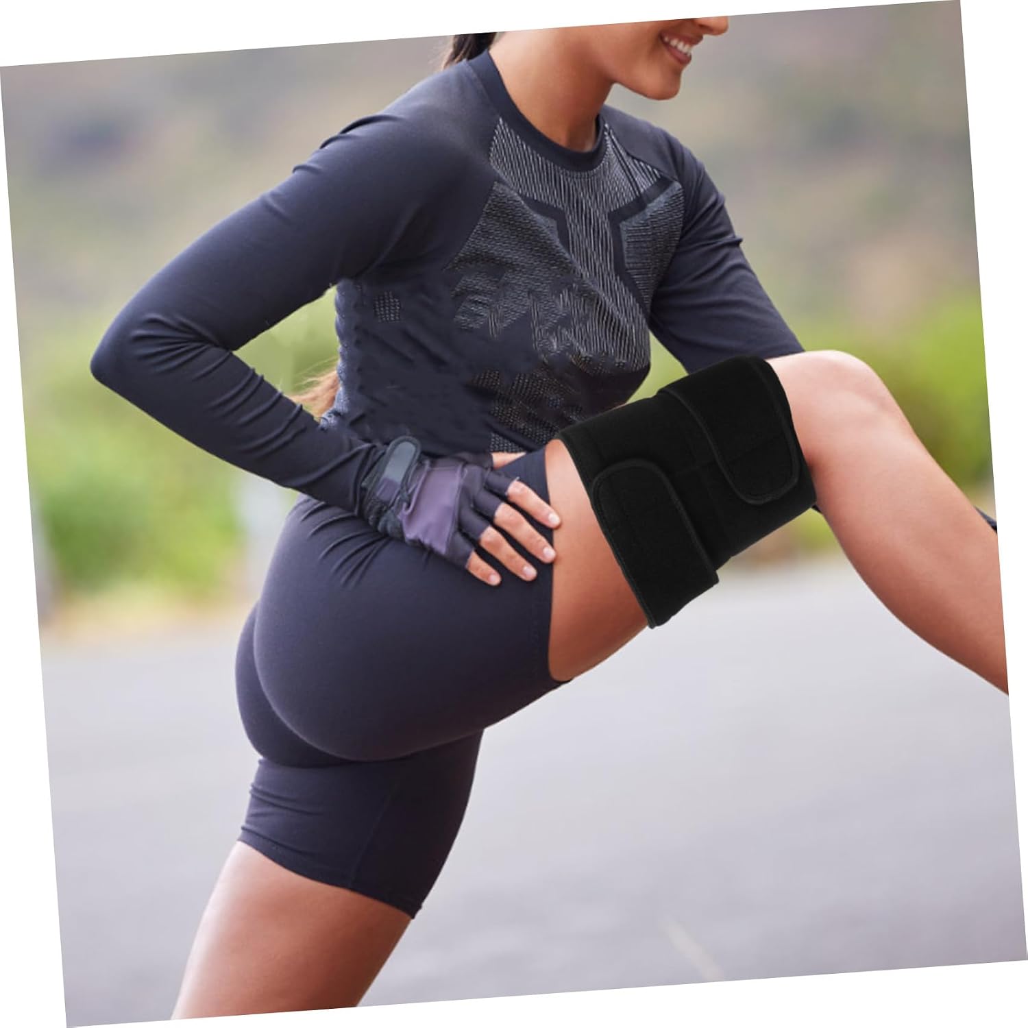 Thigh Compression Brace Large Size Thigh Support Strap for Muscle Strain Relief Breathable Adjustable Leg Sleeve for Running and Sports
