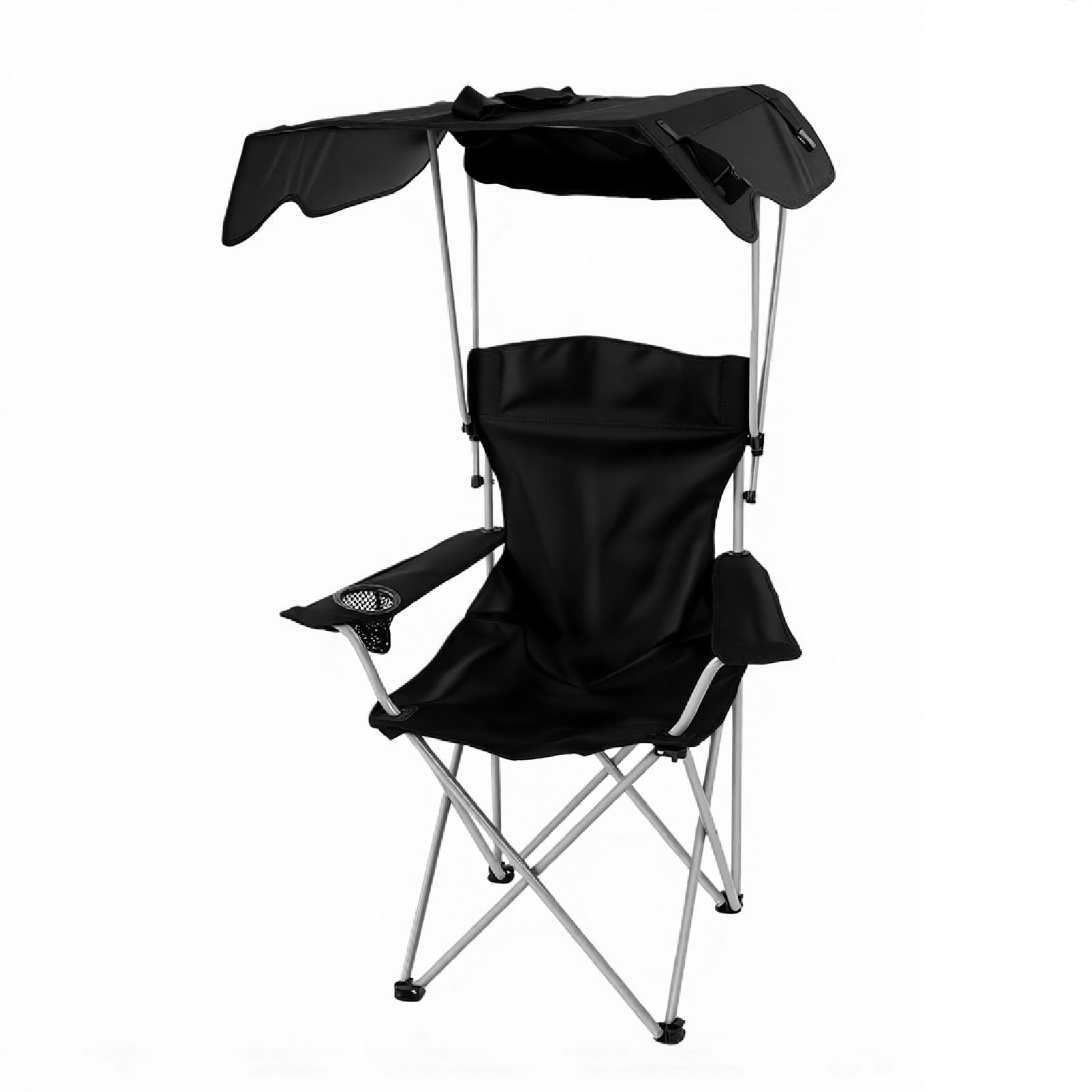 banapoy Krzesło Kempingowe, Regulowany Parasol Przeciwsłoneczny Tkanina Oxford 600D Oddychające, Ergonomiczne Składane Krzesło z Baldachimem, Przenośne Plażowe z Uchwytem na Kubek Zagłówek do