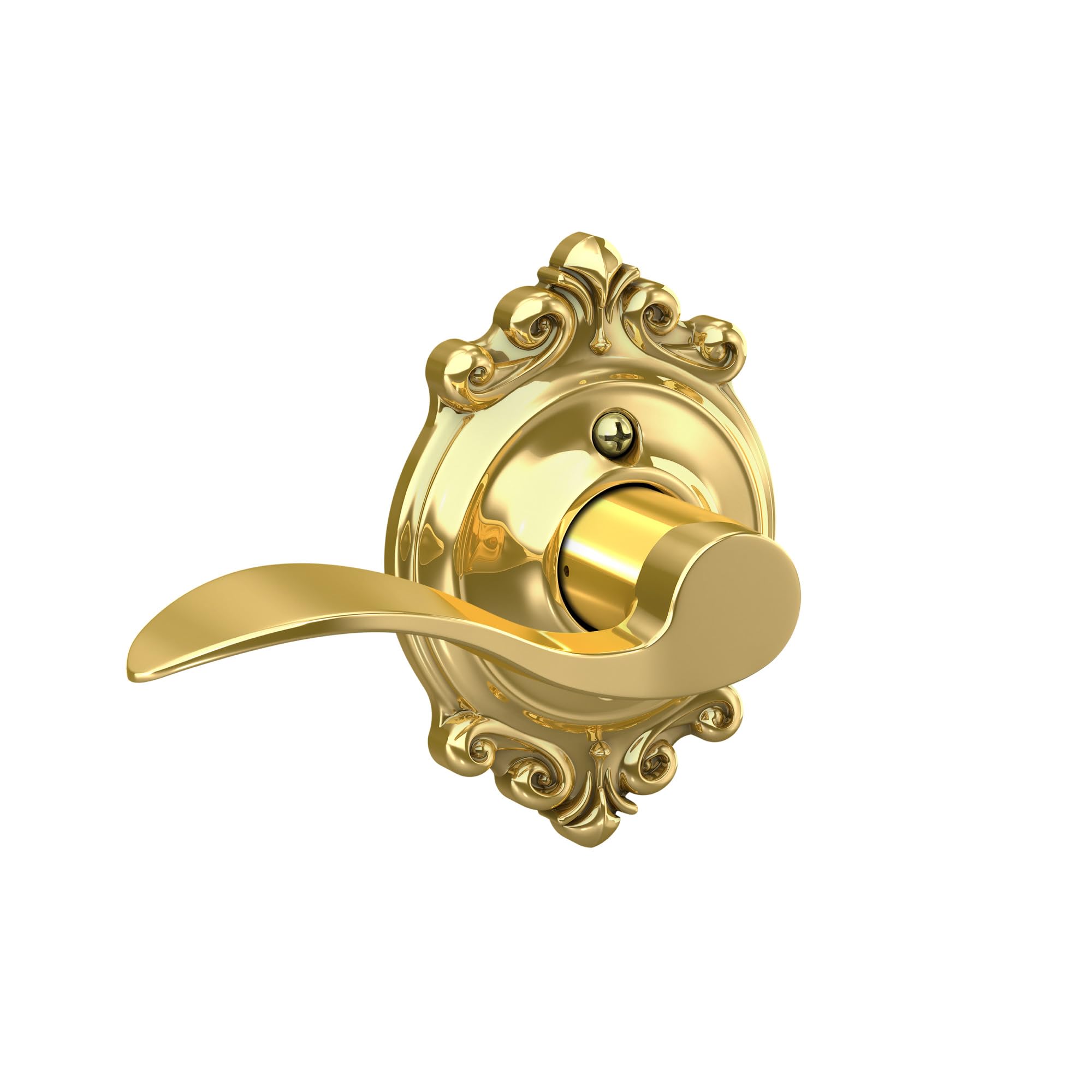SCHLAGE Accent Lever with Brookshire Trim Non-Turning Lock in Bright Brass - Right Handed