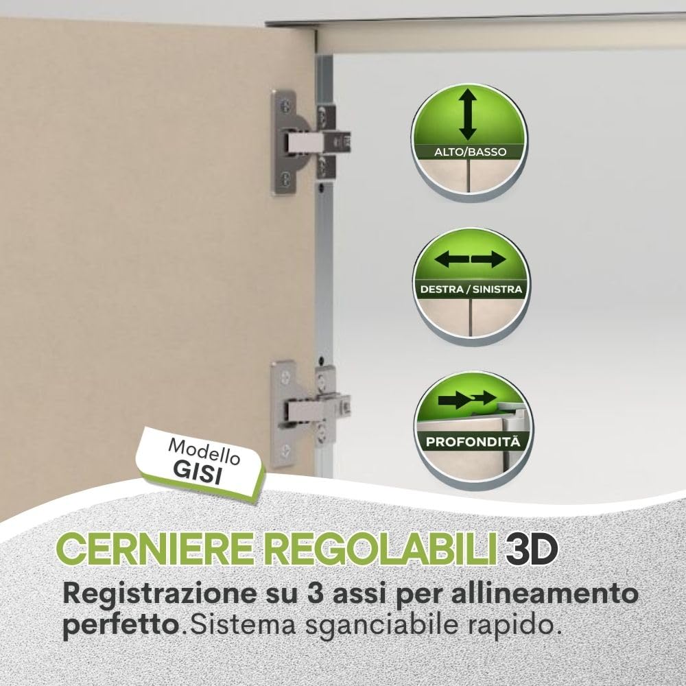 Sportello Filo Muro GiSI INTEGRA su Misura in MDF Idrofugo e Telaio Alluminio – Chiusura Filomuro per Muratura da interno