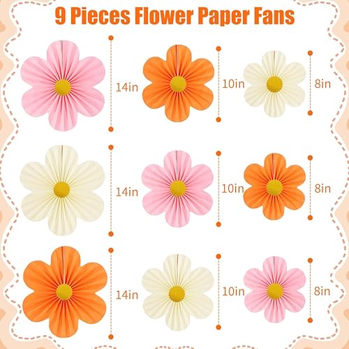 Miniatura 2 de Decoración de fiesta rosa y naranja, decoración de flores de papel para pared, abanicos de papel, telón de fondo floral, decoración de pared,