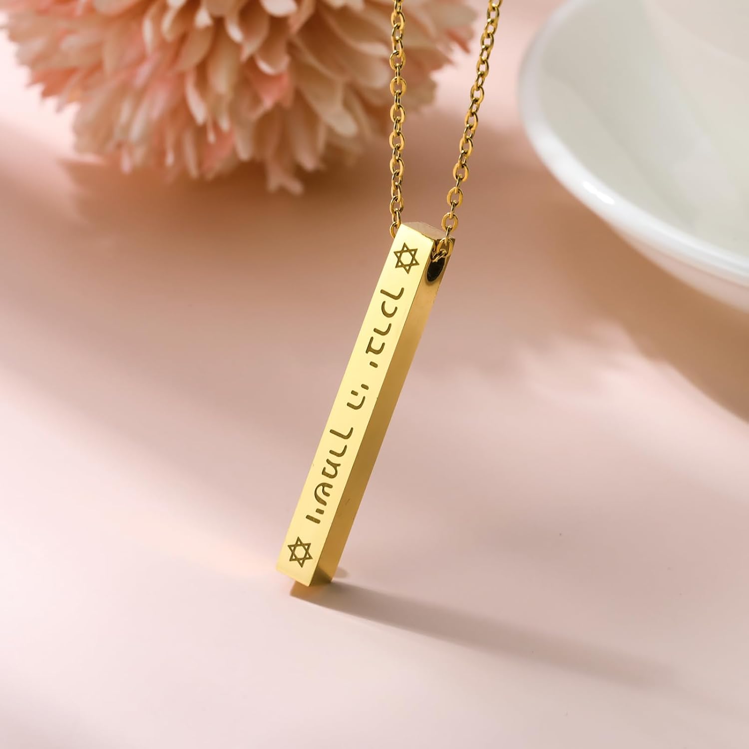 Dreamtimes Hebrew Necklaces For Women Star of David Necklaces Hexagram Pendant Necklace Jewish Israel Bible Necklaces Verse Bracelet Scripture Jewelry Christian And Jewish Jewelry - Image 3