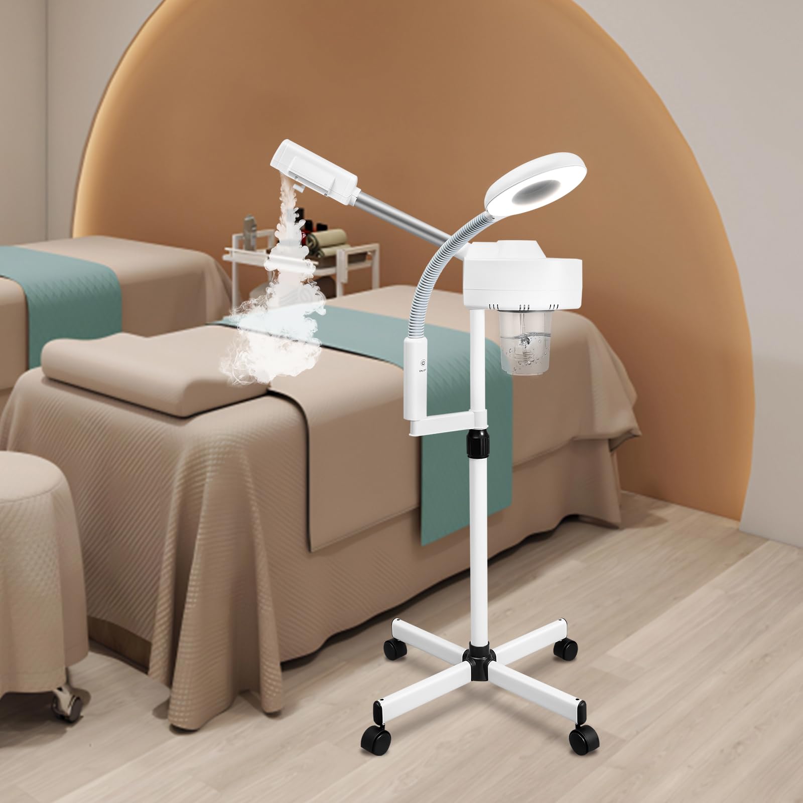 Dispositivo combinado 2 en 1 para sauna facial, lámpara LED con lupa, estudio cosmético, vaporizador digital, vaporizador facial vertical, vaporizador facial vertical para casa, salón de belleza, spa