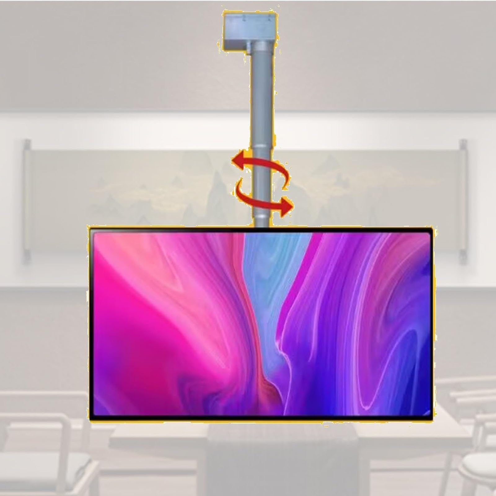 Supporto TV Da Soffitto Regolabile, Supporto TV Motorizzato Con Telecomando, Sollevamento TV Con Rotazione Manuale A 360°, Sollevamento TV Elettrico Telescopico Con Sollevamento Automatico(50cm)