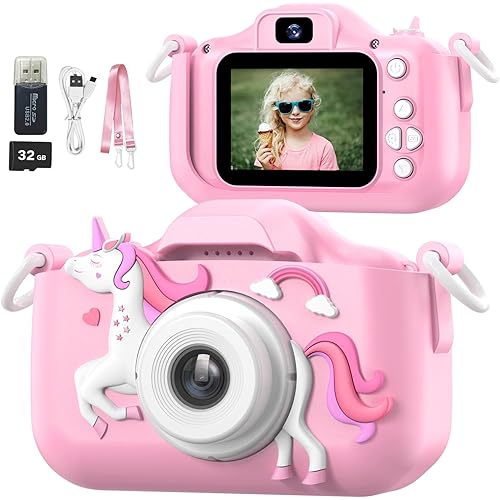 Mgaolo Kids Camera Toys for 3-12 Years Old Boys Girls Children,Portable Child Digital Video Camera with Silicone Cover, Christmas Birthday Gifts for Toddler Age 3 4 5 6 7 8 9 (Pink)