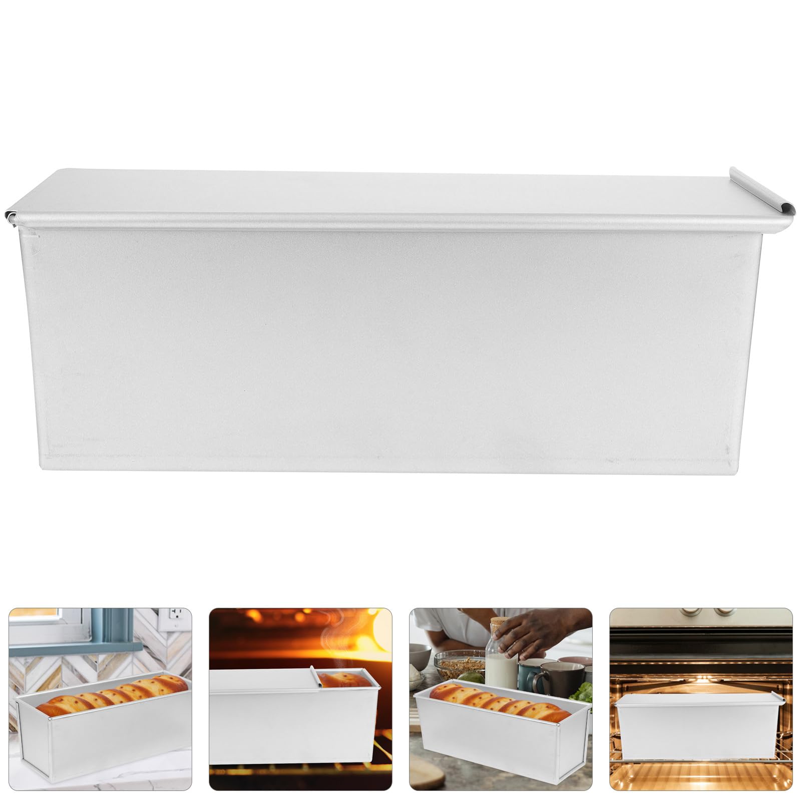 Luxshiny Molde antiadherente para pan con tapa de 12.59 x 4.72 x 4.52 pulgadas, molde de aluminio para hornear tostadas y sándwich, herramienta de panadería en el hogar, cocina