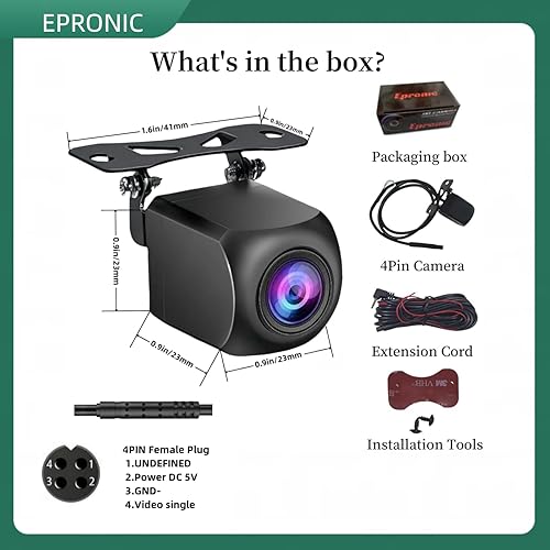 Miniatura 7 de Cámara de respaldo para pantalla Carplay y espejo Dash Cam Actualización AHD 1080P Cámara de respaldo de 4 pines Cámara de visión trasera para