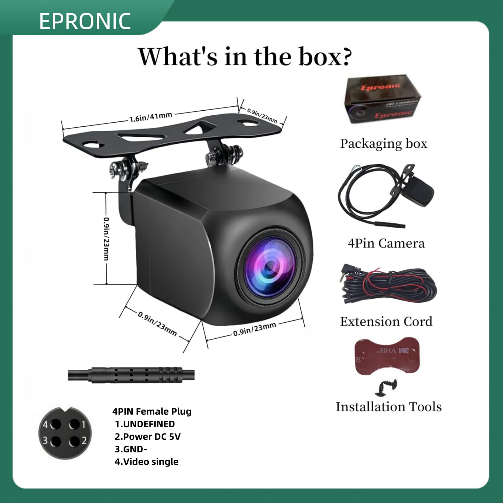 4 Pin Caméra de Recul AHD 1080P Caméra de Vision Arrière Étanche 2.5mm Caméra pour Voiture Angle de Vue 149° 720/1080P Modifiable Caméra de Recul Nocturne pour Carplay Portable