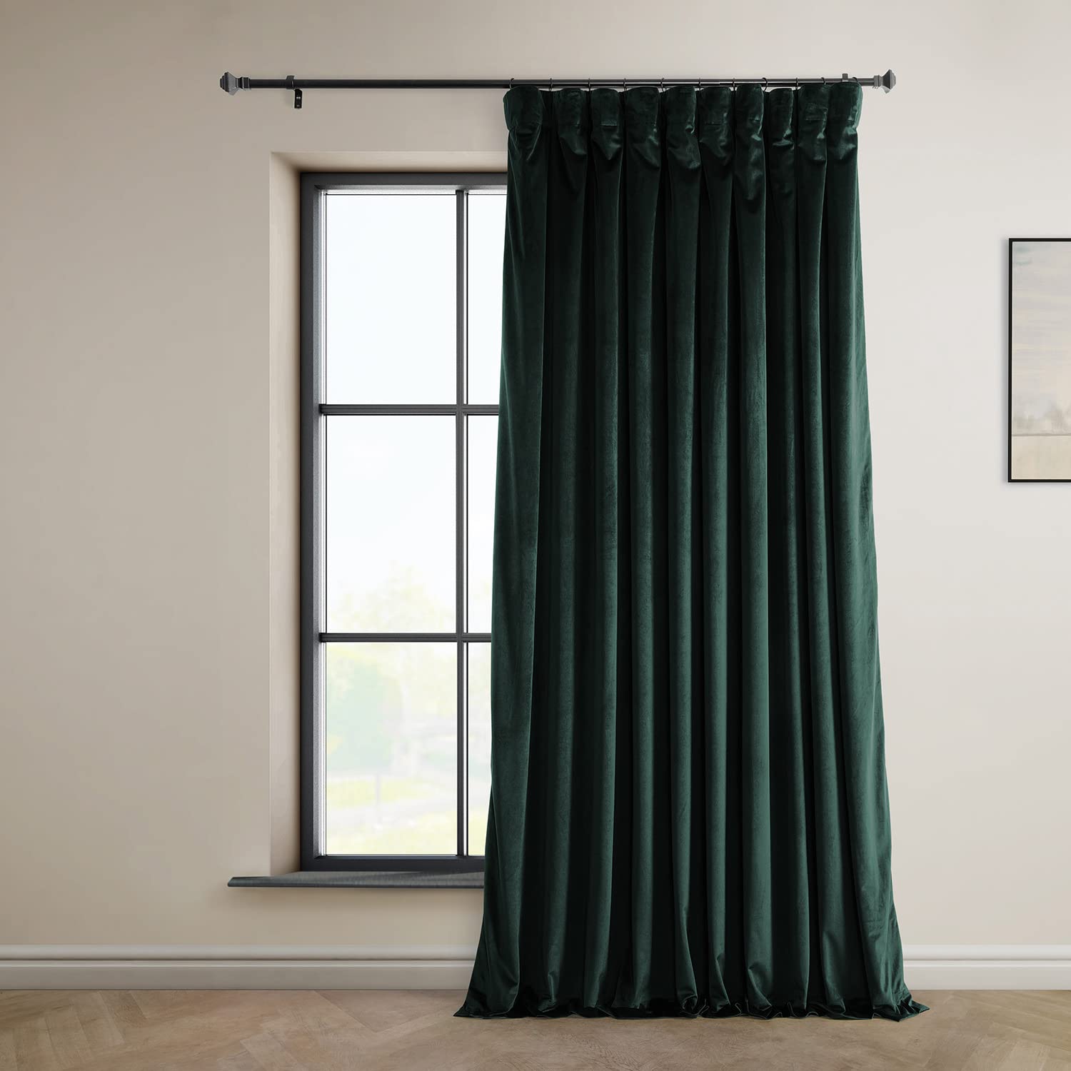 HPD Half Price Drapes Heritage Plush Velvet Curtains 96 Inches Long Room Darkening Curtains for Bedroom & Living Room 100W x 96L, (1 Panel), Forestry Green