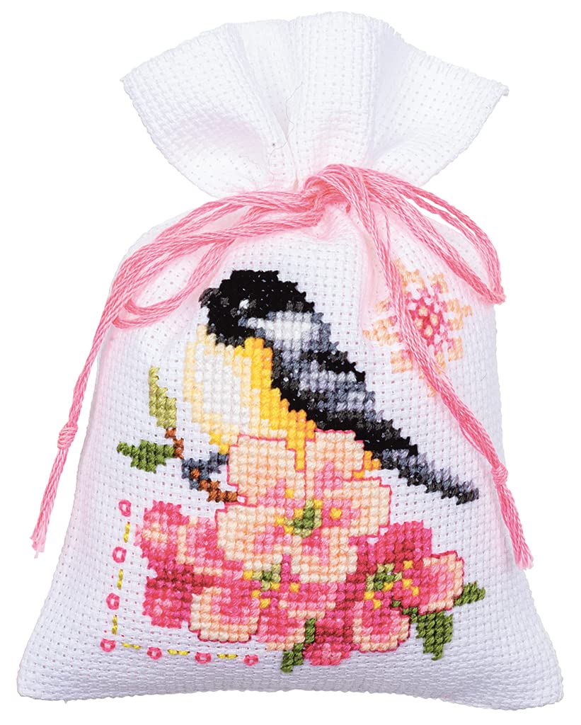 Kit Point De Croix Compté Vervaco - Lot De 3 Sachets Aromates Oiseaux Et Fleurs, 8x12 Cm, DIY Créatif